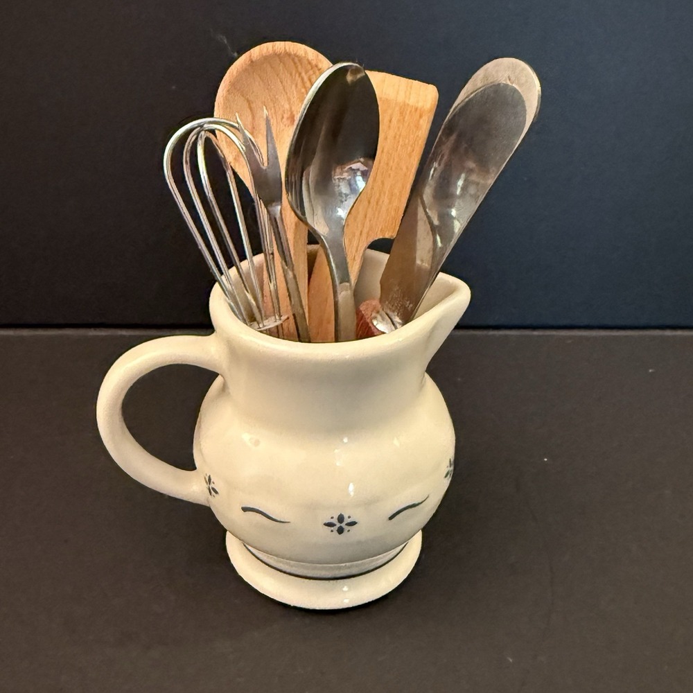 Longaberger Collectors Club Mini Milk Pitcher ~ 6 Utensils Blue Woven Traditions
